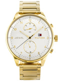 Tommy Hilfiger Chase Quartz White Dial Gold Steel Strap Watch for Men - 1791576 Authentic Buy Shop Now