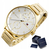 Tommy Hilfiger Chase Quartz White Dial Gold Steel Strap Watch for Men - 1791576 Authentic Buy Shop Now