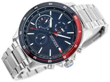Tommy Hilfiger Bank Chronograph Blue Dial Silver Steel Strap Watch for Men - 1791718 Authentic Buy Shop Now