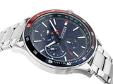 Tommy Hilfiger Bank Chronograph Blue Dial Silver Steel Strap Watch for Men - 1791718 Authentic Buy Shop Now