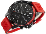 Tommy Hilfiger Multifunction Quartz Black Dial Red Rubber Strap Watch for Men - 1791722 Authentic Buy Shop Now