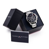 Tommy Hilfiger Mason Multifunction Black Dial Silver Steel Strap Watch For Men - 1791936 Authentic Buy Shop Now