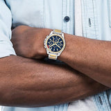 Tommy Hilfiger Mason Chronograph Blue Dial Two Tone Steel Strap Watch For Men - 1791937 Authentic Buy Shop Now