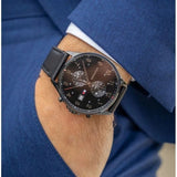 Tommy Hilfiger West Chronograph Black Dial Black Leather Strap Watch For Men - 1791711 Authentic Buy Shop Now