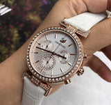 Swarovski Era Journey Silver Dial White Leather Strap Watch for Women - 5295369 Authentic Buy Shop Now