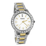Fossil Jesse Crystals White Dial Two Tone Steel Strap Watch for Women - ES2409 Authentic Buy Shop Now