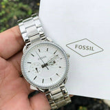 Fossil Tailor White Dial Silver Steel Strap Watch for Women - ES4262 Authentic Buy Shop Now