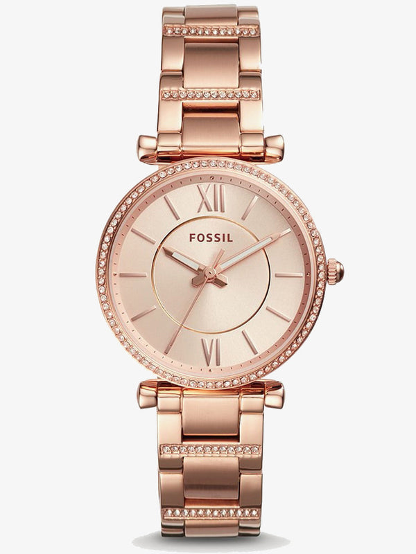 Fossil Carlie Rose Gold Dial Rose Gold Steel Strap Watch for Women - ES4301 Authentic Buy Shop Now