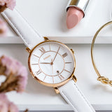 Fossil Jacqueline Quartz Mother of Pearl White Dial White Leather Strap Watch for Women - ES4579 Authentic Buy Shop Now