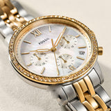Fossil Neutra Chronograph Mother of Pearl White Dial Two Tone Steel Strap Watch for Women - ES5216 Authentic Buy Shop Now