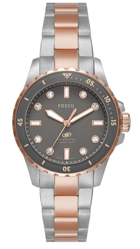 Fossil Blue Dive Three Hand Gray Dial Two Tone Steel Strap Watch For Women - ES5348 Authentic Buy Shop Now