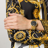 Versace V-Twist Black Dial Gold Mesh Bracelet Watch for Women - VELS00819 Authentic Buy Shop Now
