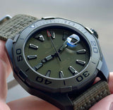 Tag Heuer Aquaracer Automatic Green Dial Khakhi Green Nylon Strap Watch for Men - WAY208E.FC8222 Authentic Buy Shop Now