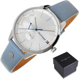 Tommy Hilfiger Brooke Silver Dial Blue Leather Strap Watch for Women - 1782023 Authentic Buy Shop Now