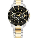 Tommy Hilfiger Jordon Chronograph Black Dial Two Tone Steel Strap Watch For Men - 1792095 Authentic Buy Shop Now
