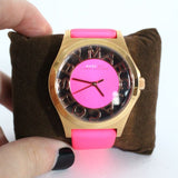 Marc Jacobs Henry Skeleton Pink Dial Pink Leather Strap Watch for Women - MBM1243 Authentic Buy Shop Now