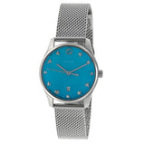 Gucci G-Timeless Turquoise Mother of Pearl Dial Silver Mesh Bracelet Watch For Women - YA126582 Authentic Buy Shop Now