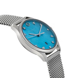 Gucci G-Timeless Turquoise Mother of Pearl Dial Silver Mesh Bracelet Watch For Women - YA126582 Authentic Buy Shop Now