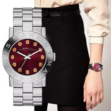 Marc Jacobs Amy Red Dial Silver Steel Strap Watch for Women - MBM3333 Authentic Buy Shop Now
