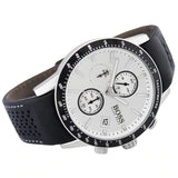 Hugo Boss Rafale Chronograh Quartz White Dial Black Leather Strap Watch For Men - HB1513403 Authentic Buy Shop Now