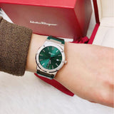 Salvatore Ferragamo F-80 Classic Green Dial Green Leather Strap Watch for Men - SFDT00119 Authentic Buy Shop Now