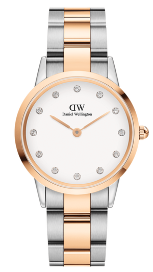 Daniel Wellington Iconic Link White Dial Two Tone Steel Strap Watch For Women - DW00100359 Authentic Buy Shop Now