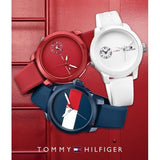 Tommy Hilfiger Denim Quartz Red Dial Red Rubber Strap Watch for Men - 1791323 Authentic Buy Shop Now