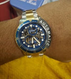 Fossil FB-01 Automatic Skeleton Blue Dial Two Tone Steel Strap Watch for Men - ME3191 Authentic Buy Shop Now