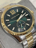 Michael Kors Lexington Quartz Green Dial Two Tone Steel Strap Watch For Men - MK9063 Authentic Buy Shop Now