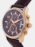 Guess Exec Chronograph Brown Dial Brown Leather Strap Watch For Men - W0076G4 Authentic Buy Shop Now