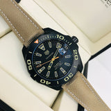 Tag Heuer Aquaracer 300 Calibre 5 Automatic Black Dial Brown Nylon Strap Watch for Men - WAY208C.FC6383 Authentic Buy Shop Now