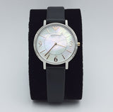 Emporio Armani Kappa White Mother of Pearl Dial Black Leather Strap Watch For Women - AR2509 Authentic Buy Shop Now