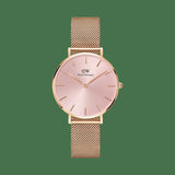 Daniel Wellington Petite Melrose Pink Dial Rose Gold Mesh Strap Watch For Women - DW00100367 Authentic Buy Shop Now