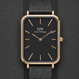 Daniel Wellington Quadro Pressed Ashfield Black Dial Black Mesh Strap Watch for Women - DW00100467 Authentic Buy Shop Now