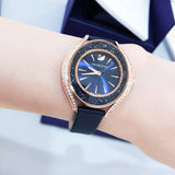 Swarovski Crystalline Aura Blue Dial Blue Leather Strap Watch for Women - 5519447 Authentic Buy Shop Now