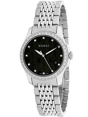 Gucci G Timeless Black Mother of Pearl Diamonds 38mm Watch For Women - YA126509 Authentic Buy Shop Now