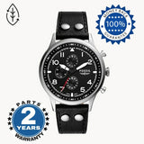 Fossil Retro Pilot Chronograph Black Dial Black Leather Strap Watch for Men - FS5806 Authentic Buy Shop Now
