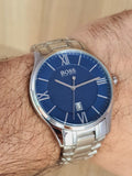 Hugo Boss Governer Blue Dial Silver Steel Strap Watch for Men - 1513487 Authentic Buy Shop Now