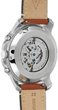 Fossil Grant Sport Automatic Skeleton Blue Dial Brown Leather Strap Watch for Men - ME3140 Authentic Buy Shop Now
