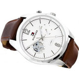 Tommy Hilfiger Deacon White Dial Brown Leather Strap Watch for Men - 1791550 Authentic Buy Shop Now