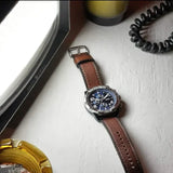 Fossil Bronson Chronograph Luggage Blue Dial Brown Leather Strap Watch for Men - FS5829 Authentic Buy Shop Now