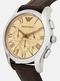 Emporio Armani Valente Chronograph Brown Dial Brown Leather Strap Watch For Men - AR1785 Authentic Buy Shop Now