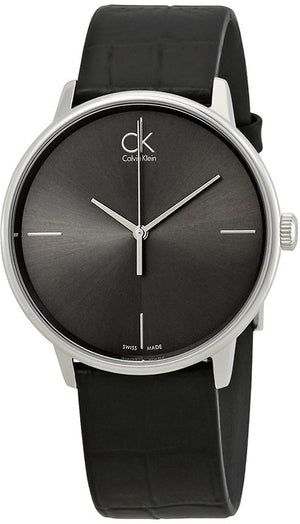 Calvin Klein Accent Black Dial Black Leather Strap Watch for Men - K2Y2X1C3 Authentic Buy Shop Now