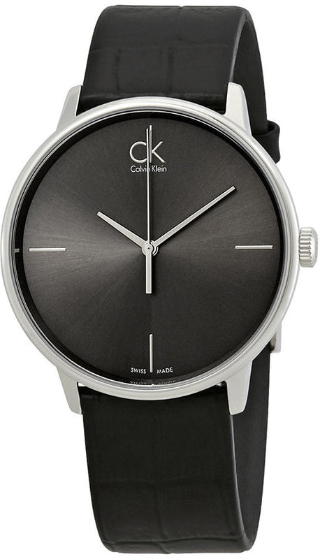 Calvin Klein Accent Black Dial Black Leather Strap Watch for Men - K2Y2X1C3 Authentic Buy Shop Now