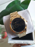 Michael Kors Slim Runway Black Dial Gold Steel Strap Watch for Women - MK3803 Authentic Buy Shop Now