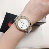 Michael Kors Mindy Three Hand White Dial Two Tone Steel Strap Watch For Women - MK7084 Authentic Buy Shop Now