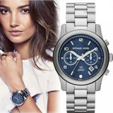 Michael Kors Hunger Stop 100 Series Navy Blue Dial Silver Steel Strap Watch for Women - MK5814 Authentic Buy Shop Now