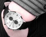 Emporio Armani Gianni White Dial Black Leather Strap Watch For Men - AR0385 Authentic Buy Shop Now