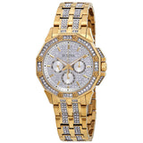 Bulova Crystal Collection Octova White Dial Gold Steel Strap Watch for Men - 98C126 Authentic Buy Shop Now