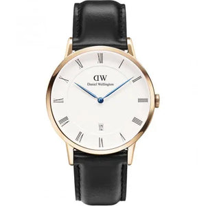 Daniel Wellington Classic Sheffield White Dial Black Leather Strap Watch For Men - DW00100084 Authentic Buy Shop Now